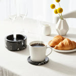 Round Marble Coasters Set of 4 with Holder - Stone 3.5"