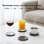 Round Marble Coasters Set of 4 with Holder - Stone 3.5"