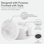 Round Marble Coasters Set of 4 with Holder - Stone 3.5"