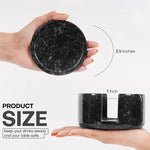 Round Marble Coasters Set of 4 with Holder - Stone 3.5"
