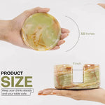 Round Marble Coasters Set of 4 with Holder - Stone 3.5"