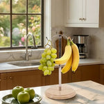 Marble Banana Holder 12.5" Inches White Handmade Banana Stand and Hanger for Countertop Fruit Storage