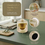 Marble Salt Cellar 4.5" Inch Oceanic Handmade Salt Jar & Table Salt Storage For Kitchen Countertop