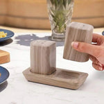 Marble Salt and Pepper Holders for Kitchen Countertop - Salt Shakers