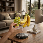 Marble Banana Holder 12.5" Inches White Handmade Banana Stand and Hanger for Countertop Fruit Storage