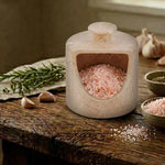 Marble Salt Cellar 4.5" Inch Oceanic Handmade Salt Jar & Table Salt Storage For Kitchen Countertop