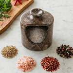 Marble Salt Cellar 4.5" Inch Oceanic Handmade Salt Jar & Table Salt Storage For Kitchen Countertop