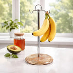 Marble Banana Holder 12.5" Inches White Handmade Banana Stand and Hanger for Countertop Fruit Storage