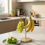 Marble Banana Holder 12.5" Inches White Handmade Banana Stand and Hanger for Countertop Fruit Storage