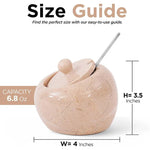 Verona marble salt cellar with lid and stainless steel spoon, 4 inches wide and 3.5 inches tall with 6.8 oz capacity
