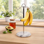 Marble Banana Holder 12.5" Inches White Handmade Banana Stand and Hanger for Countertop Fruit Storage