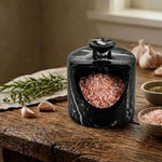 Marble Salt Cellar 4.5" Inch Oceanic Handmade Salt Jar & Table Salt Storage For Kitchen Countertop