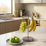 Marble Banana Holder 12.5" Inches White Handmade Banana Stand and Hanger for Countertop Fruit Storage
