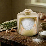 Marble Salt Cellar 4.5" Inch Oceanic Handmade Salt Jar & Table Salt Storage For Kitchen Countertop