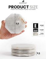 Radicaln Marble Coasters for Drinks 3.5" White Handmade Star Set of 6 - Coasters for Coffee Table - Drink Coasters - Modern Table Décor