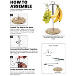 Marble Banana Holder 12.5" Inches White Handmade Banana Stand and Hanger for Countertop Fruit Storage