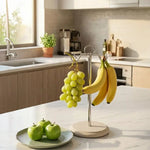 Marble Banana Holder 12.5" Inches White Handmade Banana Stand and Hanger for Countertop Fruit Storage