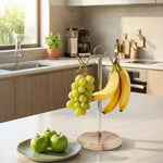 Marble Banana Holder 12.5" Inches White Handmade Banana Stand and Hanger for Countertop Fruit Storage