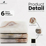 Radicaln Marble Coasters for Drinks White 3.5 Inch Handmade Set of 6 Square Coasters - Kitchen Caddy, Office Pot Drink Coaster Plates