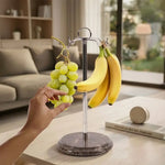 Marble Banana Holder 12.5" Inches White Handmade Banana Stand and Hanger for Countertop Fruit Storage