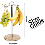Marble Banana Holder 12.5" Inches White Handmade Banana Stand and Hanger for Countertop Fruit Storage