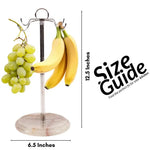 Marble Banana Holder 12.5" Inches White Handmade Banana Stand and Hanger for Countertop Fruit Storage