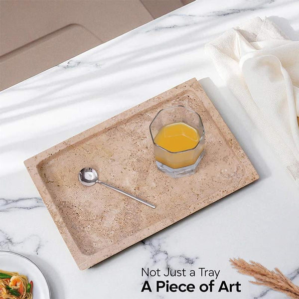Fancy Natural Marble Rectangular Tray - Serving Tray