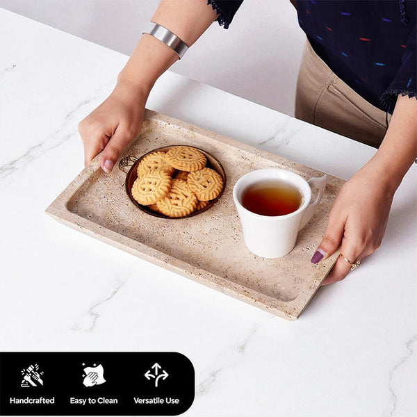 Fancy Natural Marble Rectangular Tray - Serving Tray