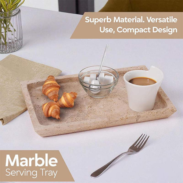 Fancy Natural Marble Rectangular Tray - Serving Tray