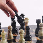 Marble Black & Multi Green Premium Quality Chess Pieces