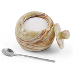 Marble Salt Cellar With Lid 3'' Salt Container For Kitchen Countertop - Salt Box & Salt Dish