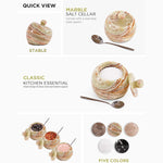 Marble Salt Cellar With Lid 3'' Salt Container For Kitchen Countertop - Salt Box & Salt Dish