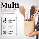 Marble Utensil Holder and Spoon Caddy Black -Countertop Organizer for Kitchen Utensils, Flatware, and Chopsticks