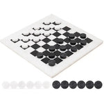White and black marble checkers set 15 inch — all 32 natural stone discs in starting position on white dominant board by RADICALn