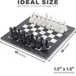 Black and white marble chess board size guide — 15x15 inch board, individual squares 1.5x1.5 inches by RADICALn