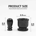 Black marble mortar and pestle dimensions, both bowl and pestle measuring 2.5 inches