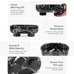 Black marble trinket bowl features: wide opening, premium marble and scratch-free felt base
