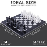 Black and white antique marble chess set size guide — 15-inch board by RADICALn