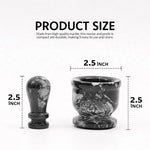 Black zebra marble mortar and pestle dimensions, both bowl and pestle measuring 2.5 inches