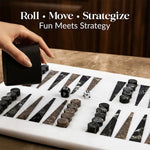 Marble Backgammon Sets for Adults 16" Strategy Board Game(White, Black & Oceanic Stone)