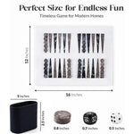 Marble Backgammon Sets for Adults 16" Strategy Board Game(White, Black & Oceanic Stone)