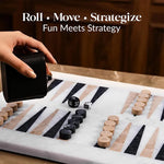 Marble Backgammon Sets for Adults 16" Strategy Board Game(White, Black & Verona Stone)