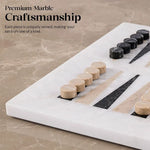 Marble Backgammon Sets for Adults 16" Strategy Board Game(White, Black & Verona Stone)