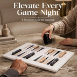 Marble Backgammon Sets for Adults 16" Strategy Board Game(White, Black & Verona Stone)