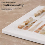 Marble Backgammon Sets for Adults 16" Strategy Board Game(White, Green & Verona Stone)