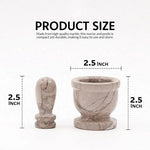Marinara marble mortar and pestle dimensions, both bowl and pestle measuring 2.5 inches