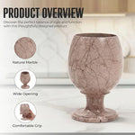 Marinara marble wine glass features: natural stone, wide opening and comfortable stemmed grip