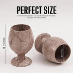 Marinara marble wine glass dimensions: 5 inches tall with a 2.5 inch opening