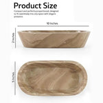 Natural brown marble dough bowl size guide: 10 inches long, 5 wide, 2 tall