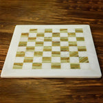 Natural marble chess board only 15 inch white and green onyx — handmade stone board without pieces by RADICALn